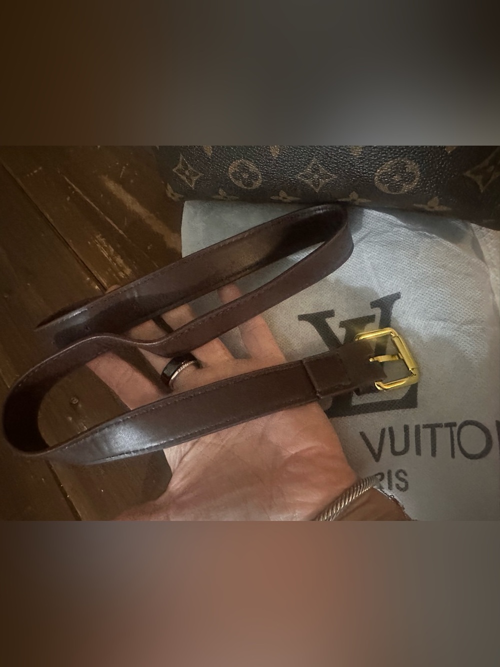 Source Unknown Brown & Gold Monogram Shoulder Bag - Picture 4 of 13